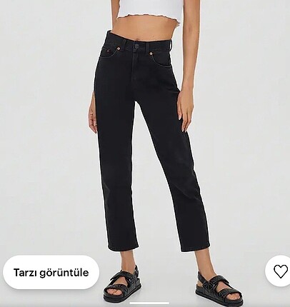 Pull and bear siyah mom jean