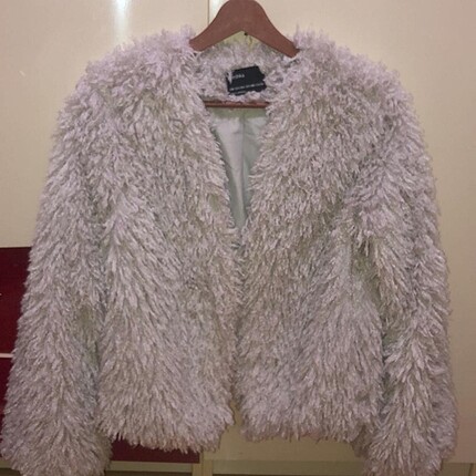 Bershka gri peluş kürk