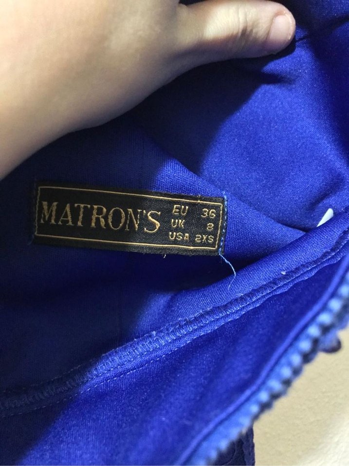 Mavi Dantel İşlemeli Uzun Abiye Elbise - Görsel 2