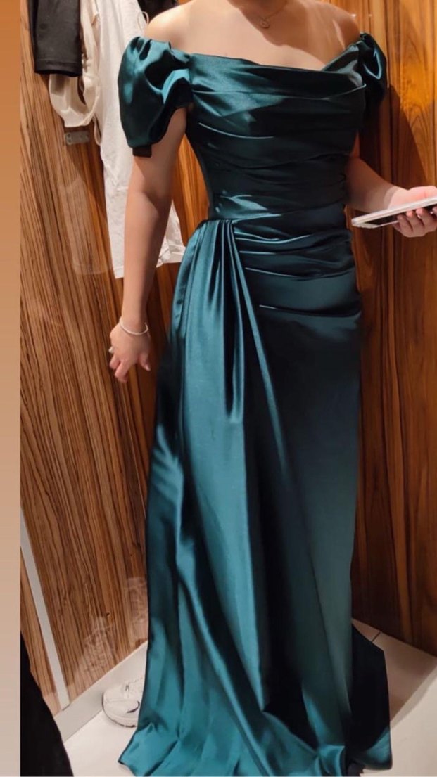 Kadın  Uzun Drapeli Abiye Elbise - Görsel 2