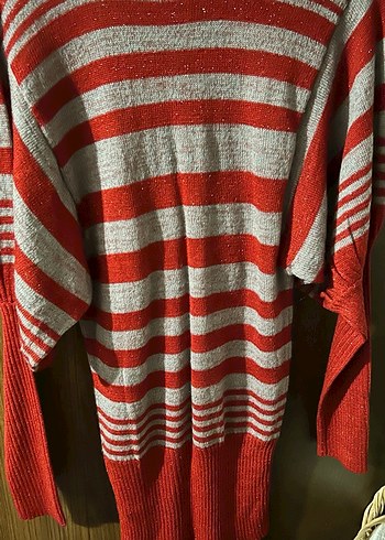 Kırmızı Gri Çizgili V Yaka Kadın #kazak #ipekyol - Görsel 3