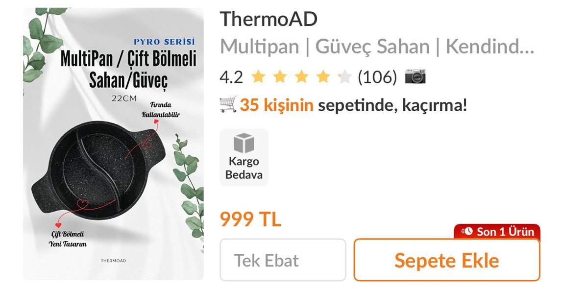 THERMOAD Siyah Bölmeli Döküm Tava - Görsel 3