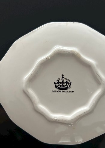 Gri Çiçek Desenli Beyaz çay yada kahve fincanı tabağı - Görsel 2