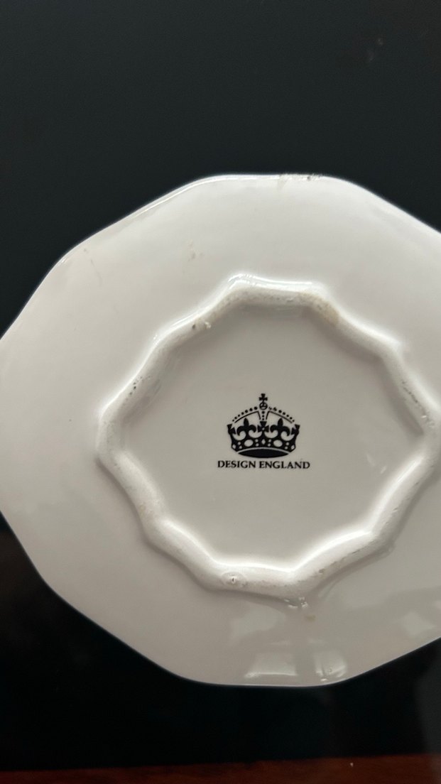 Gri Çiçek Desenli Beyaz çay yada kahve fincanı tabağı - Görsel 2