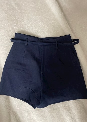 Yırtmaçlı Lacivert Mini şort Etek - Görsel 3