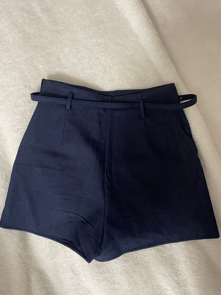 Yırtmaçlı Lacivert Mini şort Etek - Görsel 3