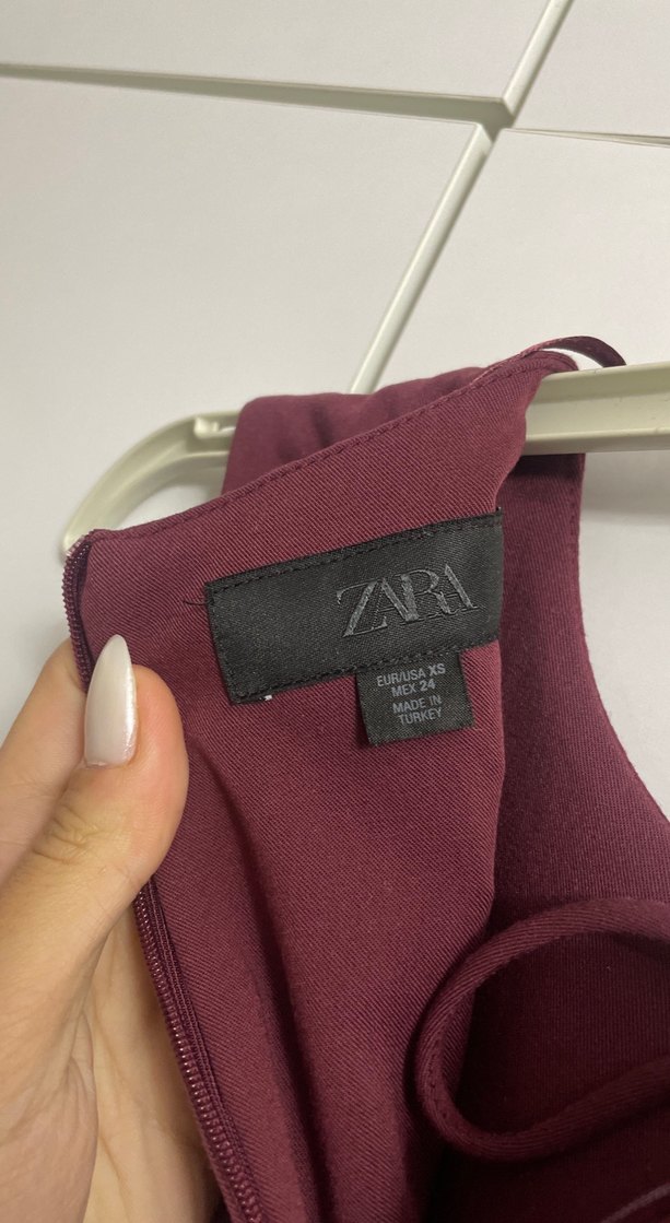 Bordo fiyonklu elbise zara - Görsel 4
