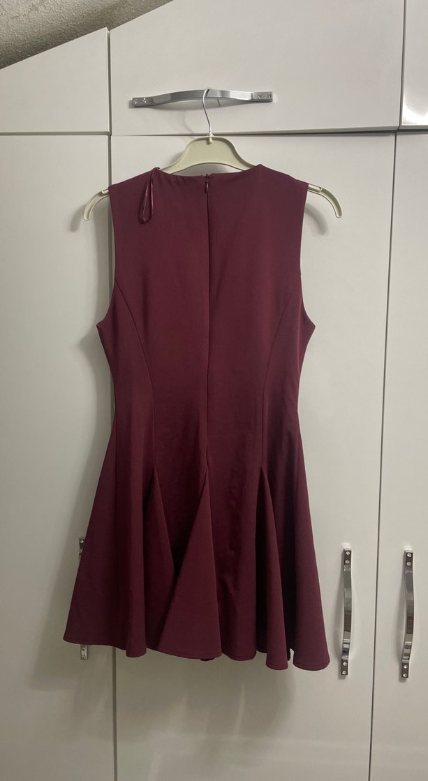 Bordo fiyonklu elbise zara - Görsel 3