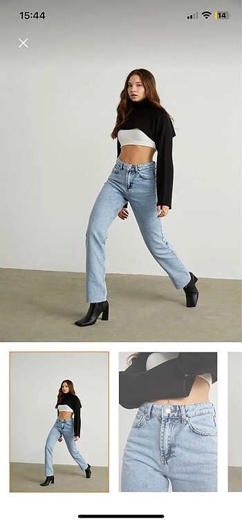Vatkalı Yüksek bel straight fit jean