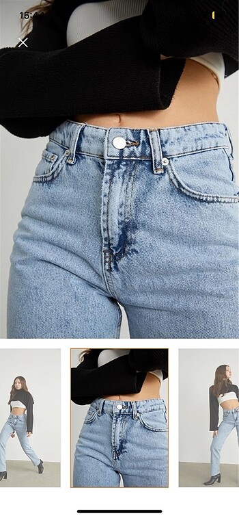 Diğer Vatkalı Yüksek bel straight fit jean