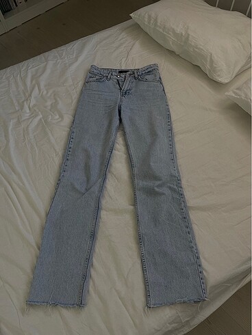 34 Beden mavi Renk Vatkalı Yüksek bel straight fit jean