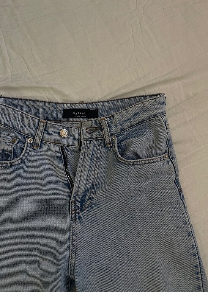 Vatkalı Yüksek bel straight fit jean - Görsel 5
