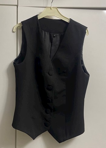 Siyah V Yakalı Kadın Yelek - Görsel 2