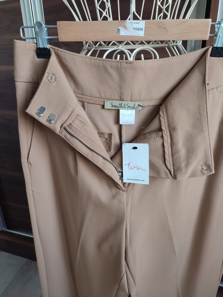 Bej Midi Kumaş Kadın Pantolon - Görsel 4