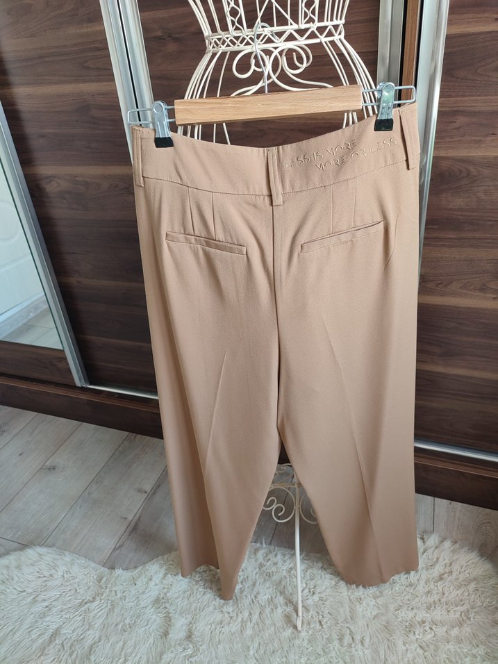 Bej Midi Kumaş Kadın Pantolon - Görsel 2