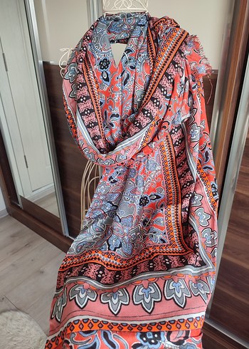 Bohem Çok Renkli İpek Görünümlü Kadın Şal - Görsel 3