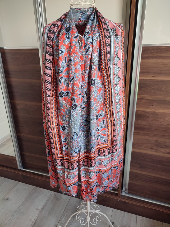 Bohem Çok Renkli İpek Görünümlü Kadın Şal - Görsel 2