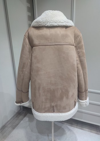 Kürklü Bej Süet Kadın Ceket - Görsel 3