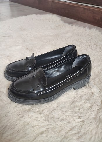 Siyah Platform Topuklu Goth Kadın Loafer - Görsel 2
