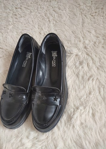Siyah Platform Topuklu Goth Kadın Loafer - Görsel 4