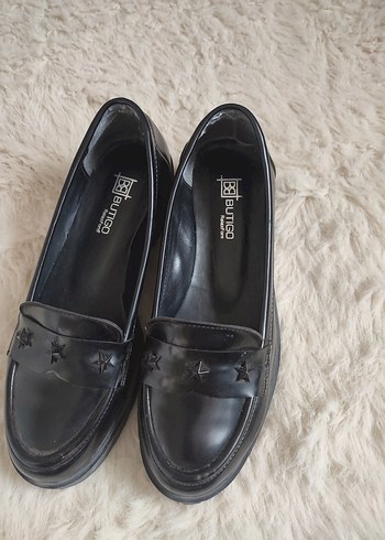 Siyah Platform Topuklu Goth Kadın Loafer - Görsel 3
