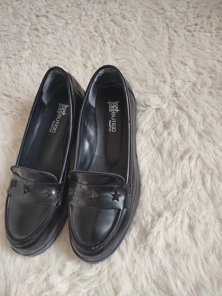 Siyah Platform Topuklu Goth Kadın Loafer - Görsel 4