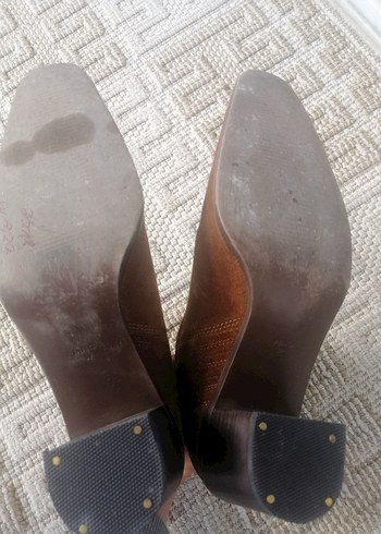 Kahverengi Süet Kadın Bot, Tokalı, Topuklu - Görsel 5