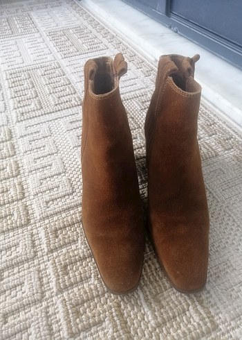 Kahverengi Süet Kadın Bot, Tokalı, Topuklu - Görsel 3