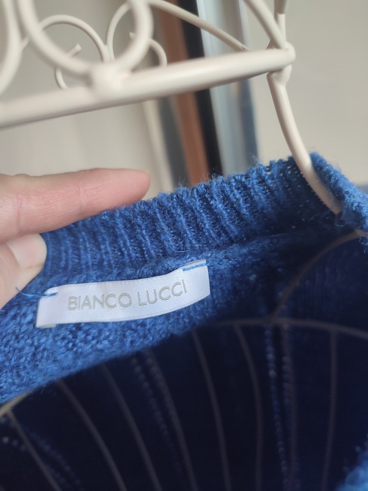 Mavi Örgü Bohem Kadın Kazak - Görsel 5