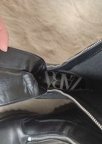 Zara Deri Fermuarlı Platform Topuklu Gotik Botlar - Görsel 7