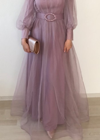 Pembe Drapeli Uzun Abiye Elbise - Görsel 2