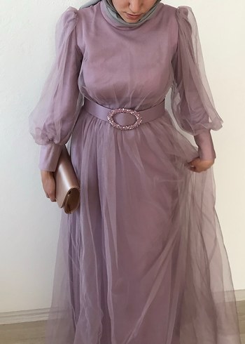 Pembe Drapeli Uzun Abiye Elbise - Görsel 3