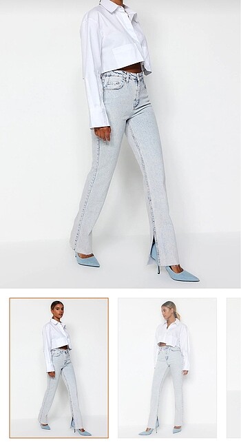 Yırtmaçlı Flare Jeans