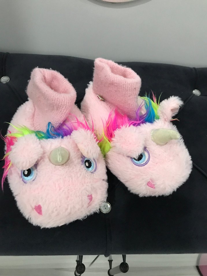 Kız Çocuk Pembe Unicorn Peluş Ev Terliği - Görsel 3
