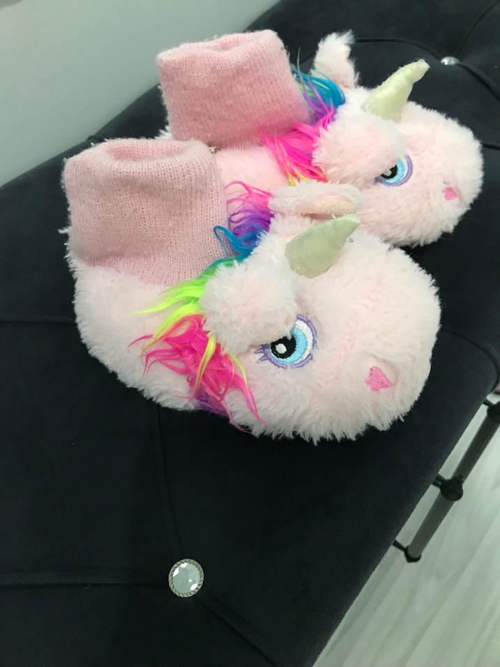 Kız Çocuk Pembe Unicorn Peluş Ev Terliği - Görsel 2