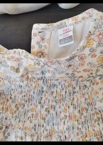 Kız Çocuk Bej Fırfırlı Elbise - Görsel 3