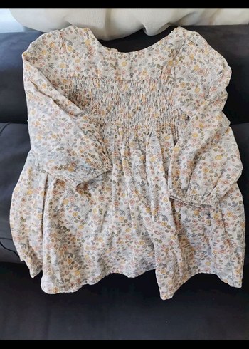 Kız Çocuk Bej Fırfırlı Elbise - Görsel 2