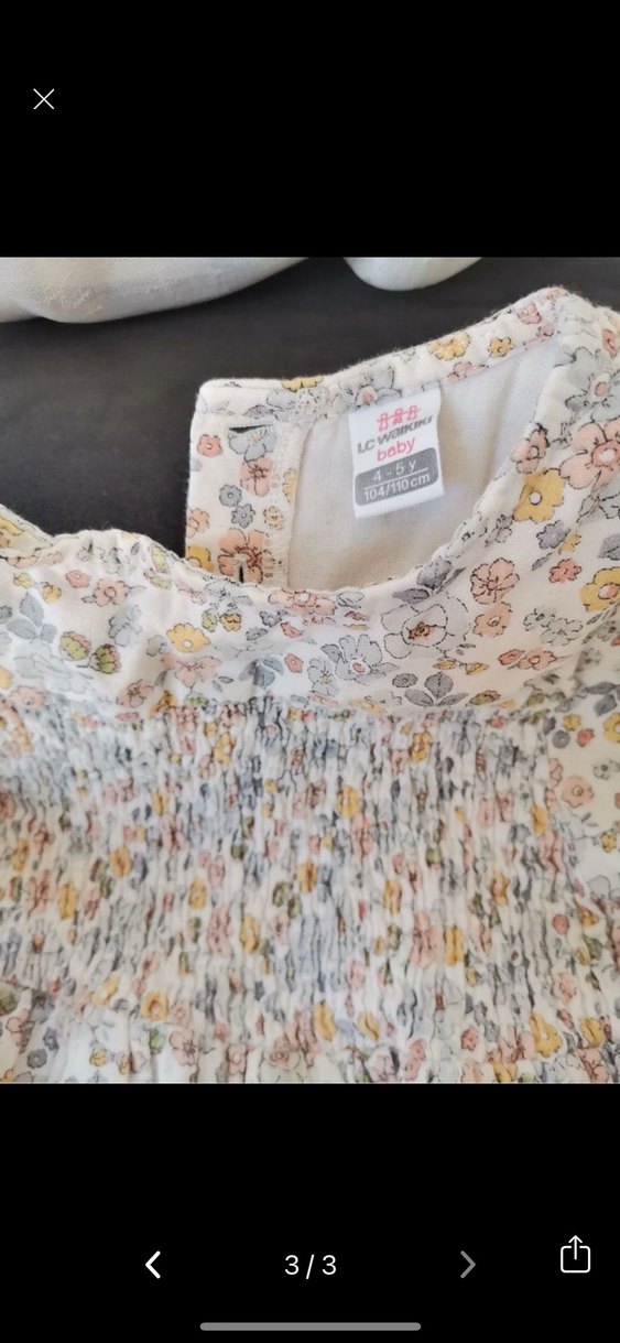 Kız Çocuk Bej Fırfırlı Elbise - Görsel 3