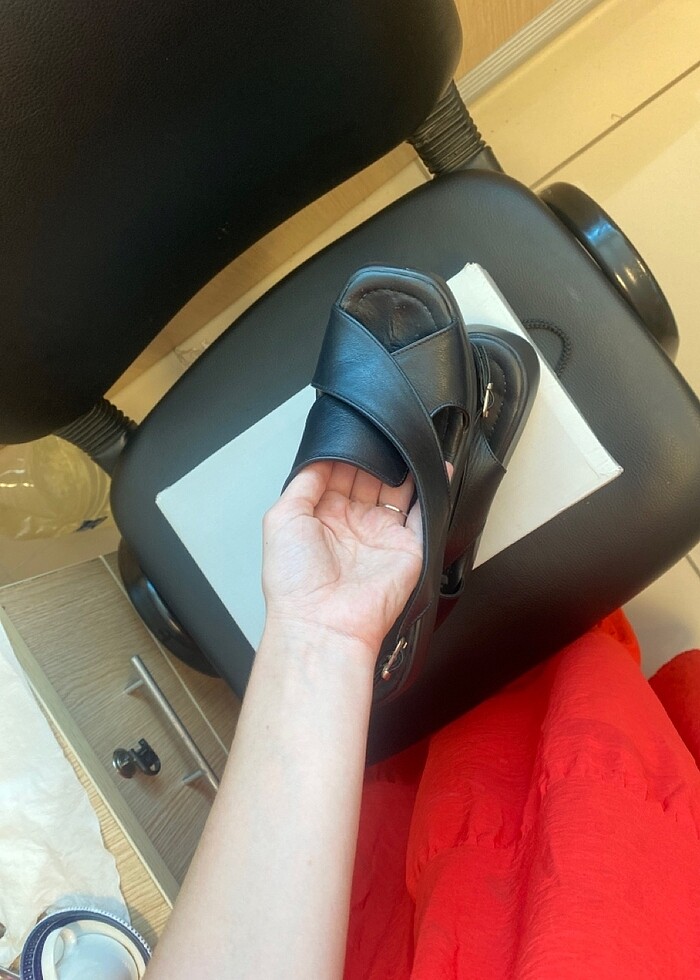 Hakiki deri sandalet - Görsel 4