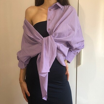 Lila Oversize Gömlek