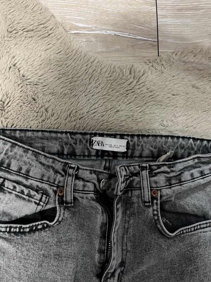 Zara Gri Denim Kadın Normal Kesim Jean - Görsel 2