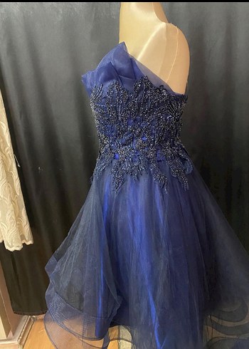 Straplez şık modern abiye mezuniyet elbise - Görsel 3