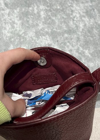 Bordo Deri Kadın Omuz Çantası - Görsel 4