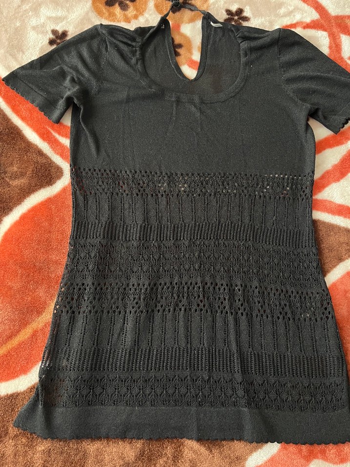 İntimissimi Siyah Nakışlı Bohem Triko Elbise pareo - Görsel 2