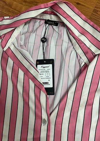 Zara Pembe Çizgili Uzun Kollu Kadın Gömlek