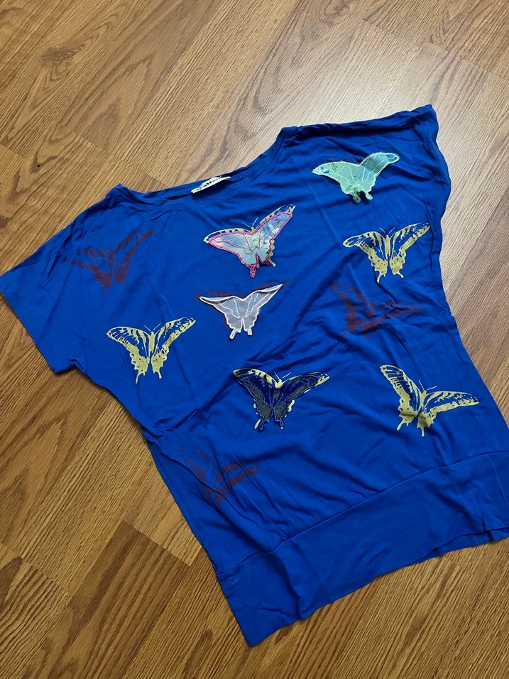 Mavi baskılı t shirt - Görsel 2