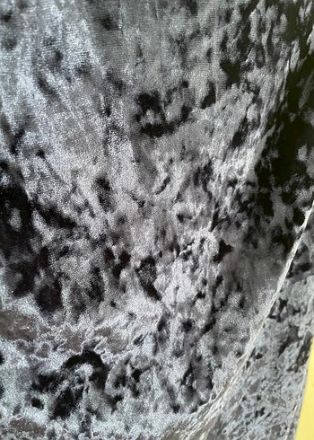 Uzun Kollu Mavi Midi Kadife Elbise - Görsel 4