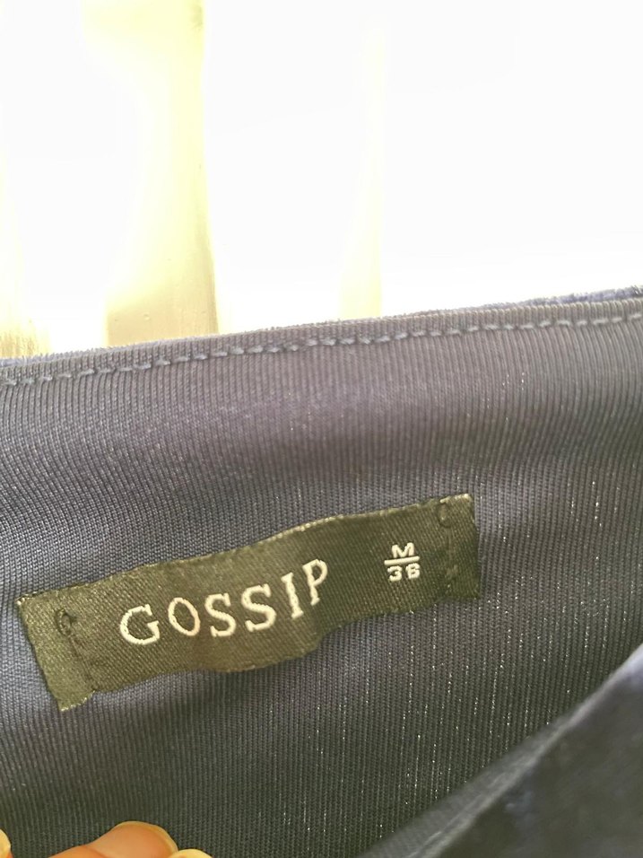 Uzun Kollu Mavi Midi Kadife Elbise - Görsel 3