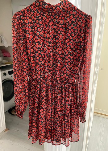 Kırmızı Bohem Uzun Kollu Midi Elbise - Görsel 2