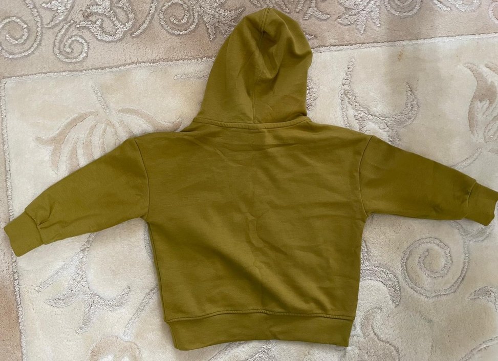 Kız Çocuk Yağ Yeşili Kapüşonlu Sweatshirt - Görsel 2